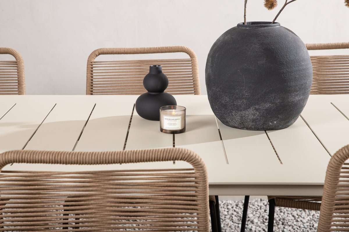 Ensemble de repas de jardin Tenerife – Ensemble de mobilier de jardin 7 pièces Beige/Marron