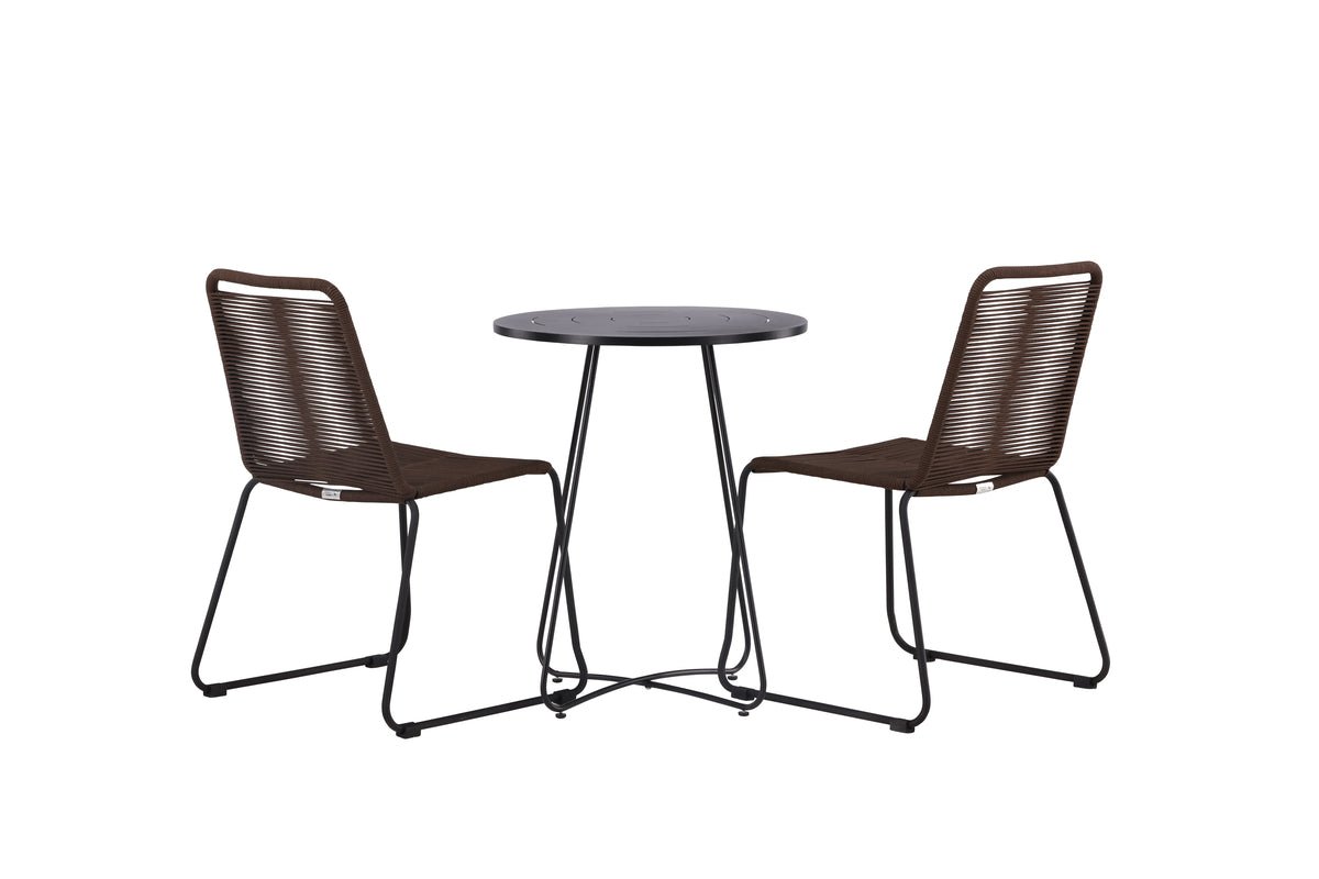Ensemble de mobilier de jardin Aven – ensemble de meubles de jardin 3 pièces en Marron/Noir