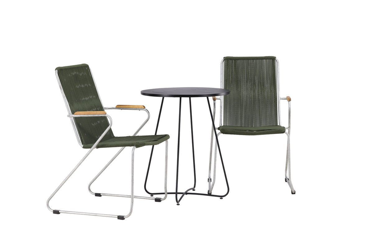 Garten Cafegruppe Malte – 3-teiliges Gartenmöbel-Set mit grünen Stühlen