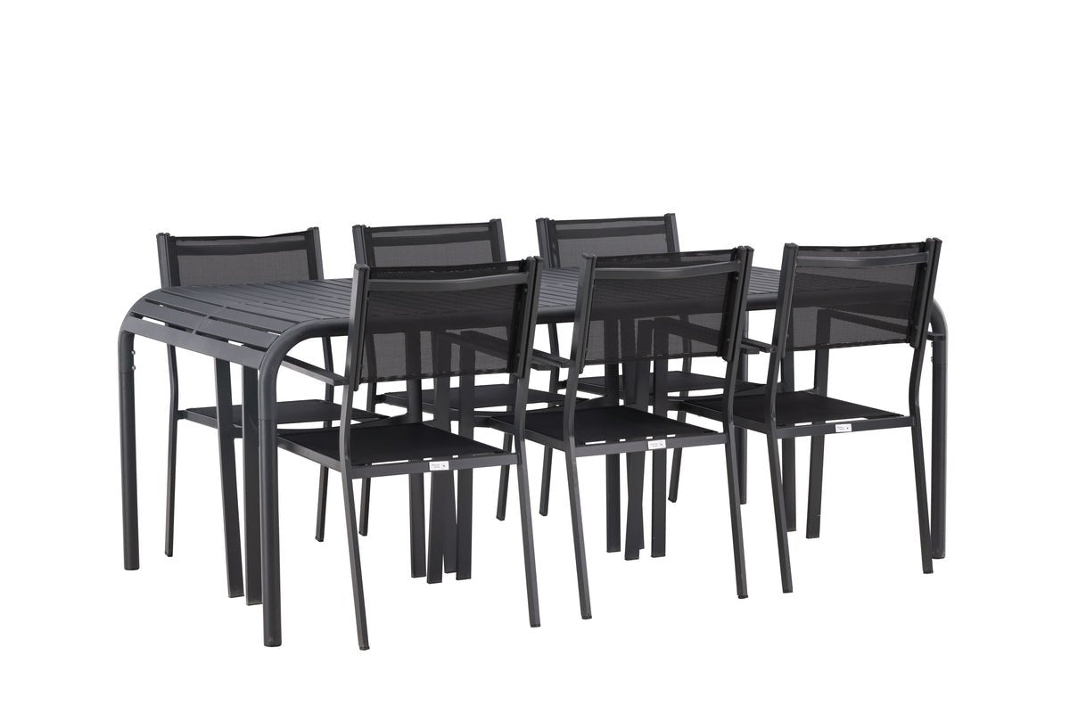 Ensemble de repas de jardin Toni – ensemble de mobilier de jardin en aluminium 7 pièces