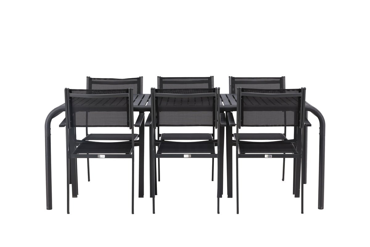 Ensemble de repas de jardin Toni – ensemble de mobilier de jardin en aluminium 7 pièces