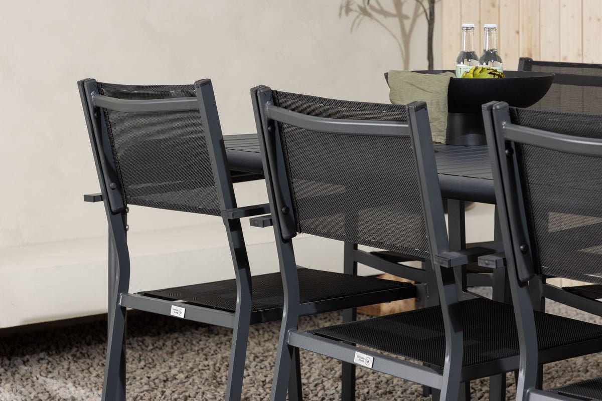 Ensemble de repas de jardin Toni – ensemble de mobilier de jardin en aluminium 7 pièces