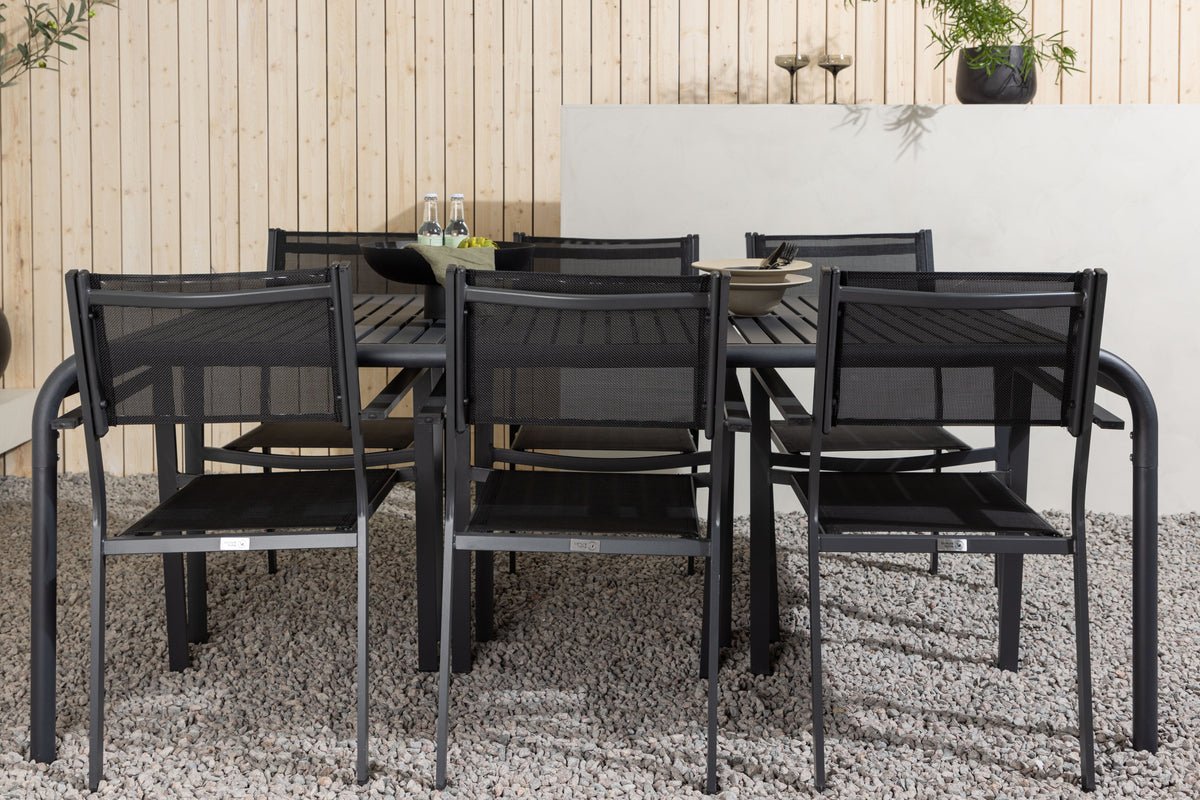 Ensemble de repas de jardin Toni – ensemble de mobilier de jardin en aluminium 7 pièces