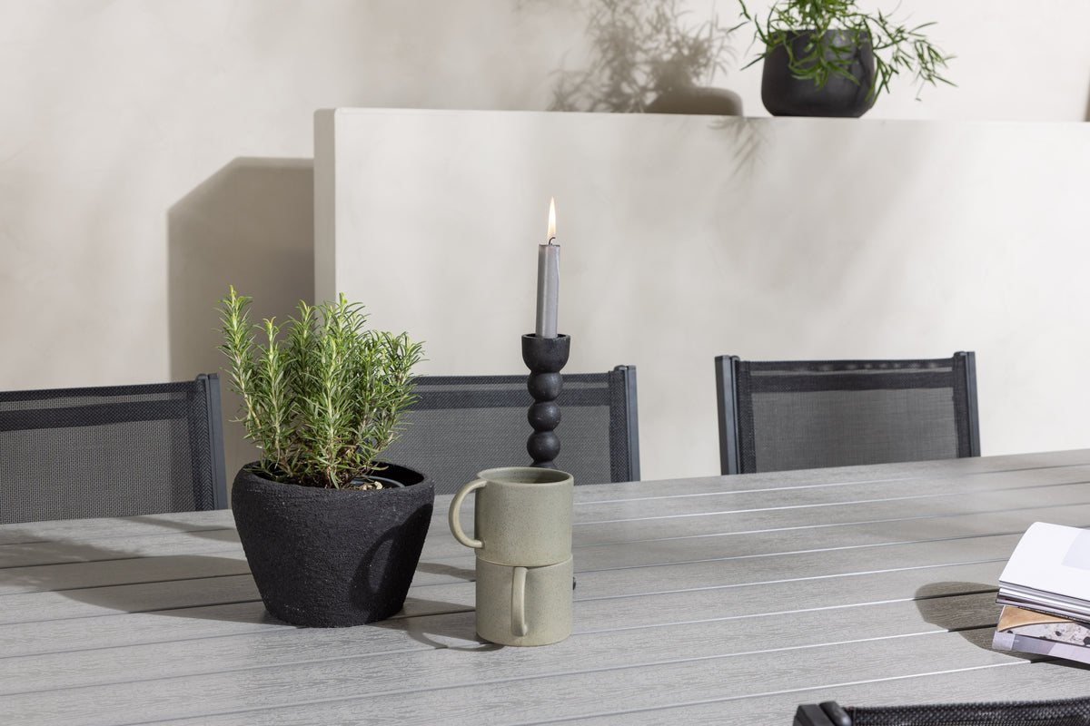 Ensemble repas de jardin Amaro – ensemble de mobilier de jardin 7 pièces en Noir et Blanc