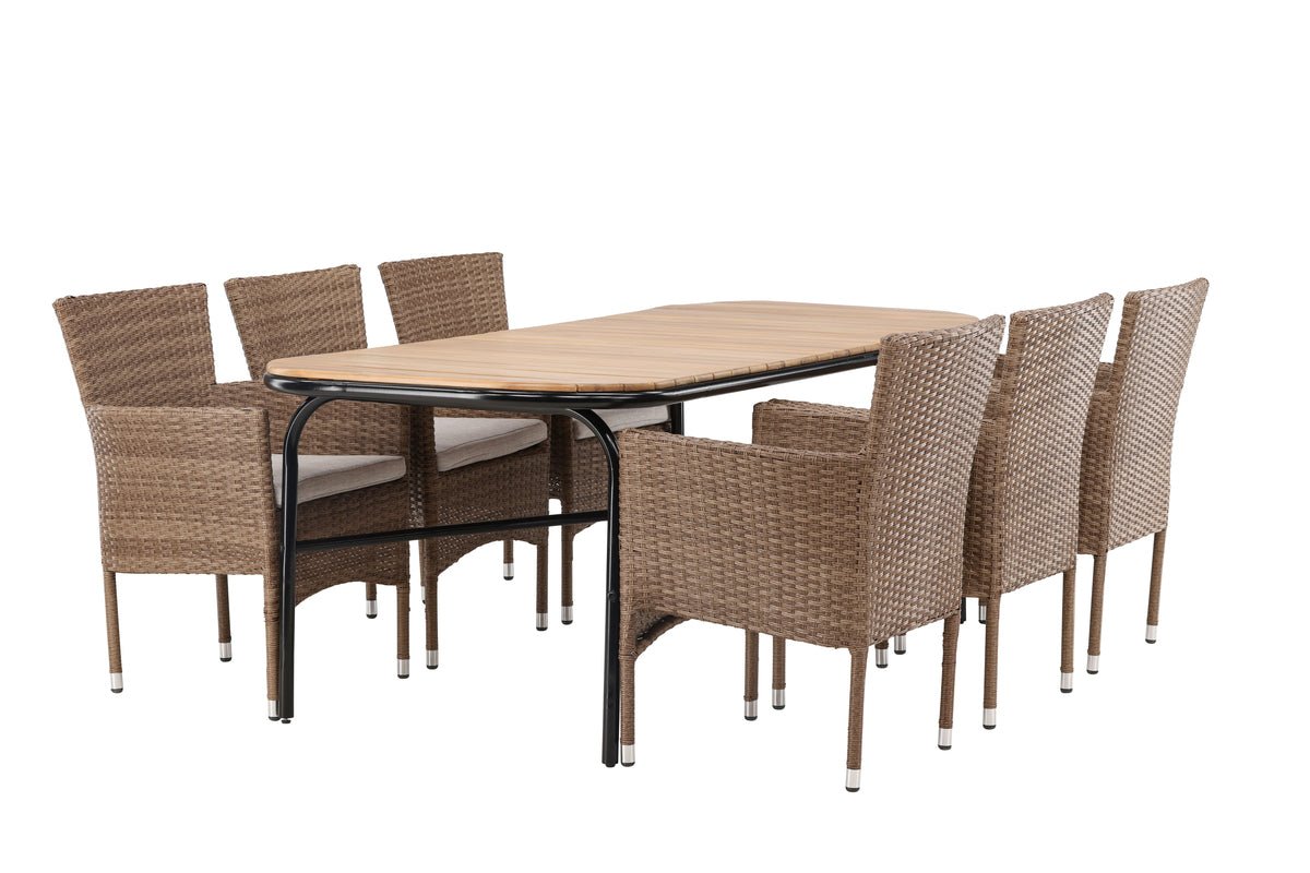 Ensemble de repas de jardin Vista – ensemble de mobilier de jardin 7 pièces avec table en bois d'acacia