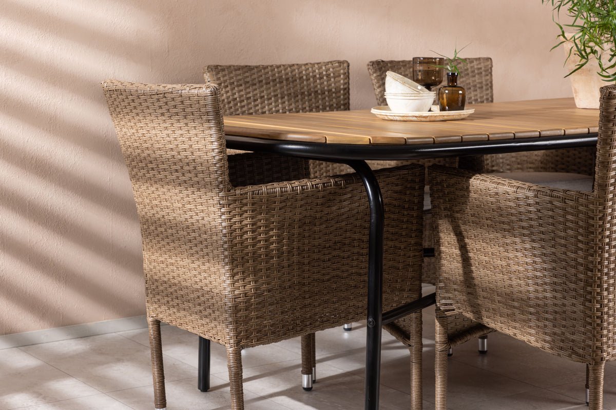 Ensemble de repas de jardin Vista – ensemble de mobilier de jardin 7 pièces avec table en bois d'acacia