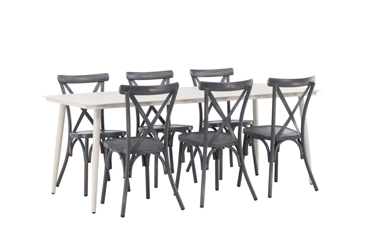 Ensemble de repas de jardin Livious – Ensemble de mobilier de jardin 7 pièces pour jusqu'à 6 personnes