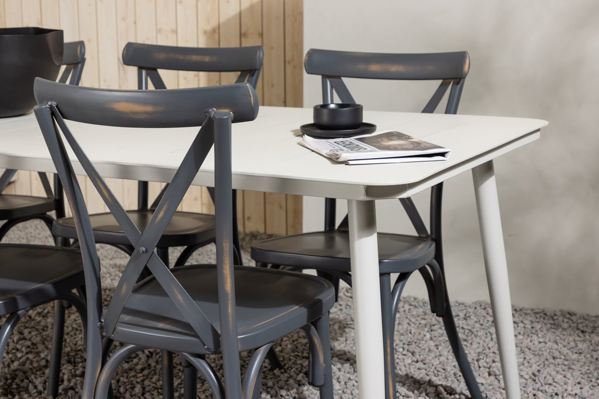 Ensemble de repas de jardin Livious – Ensemble de mobilier de jardin 7 pièces pour jusqu'à 6 personnes