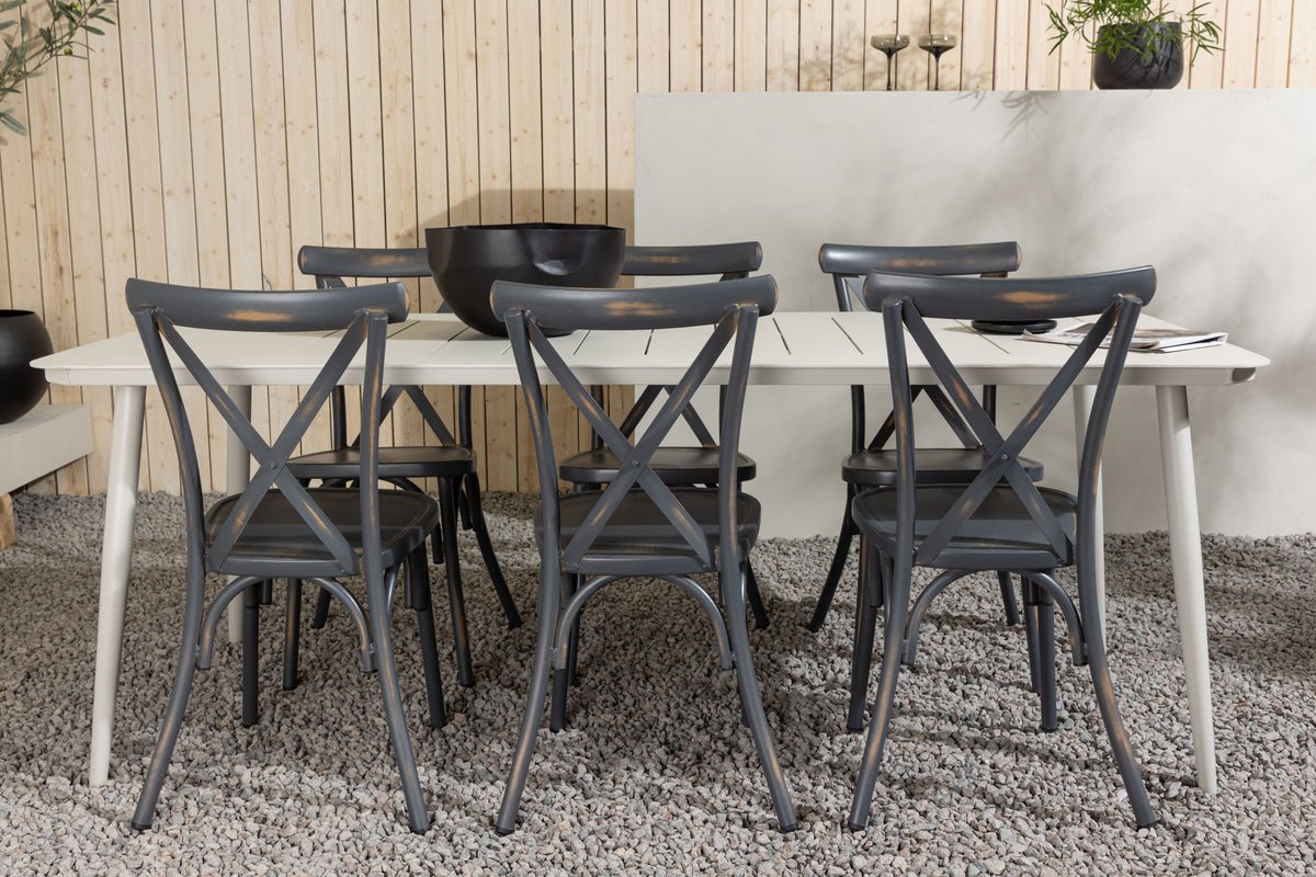 Ensemble de repas de jardin Livious – Ensemble de mobilier de jardin 7 pièces pour jusqu'à 6 personnes