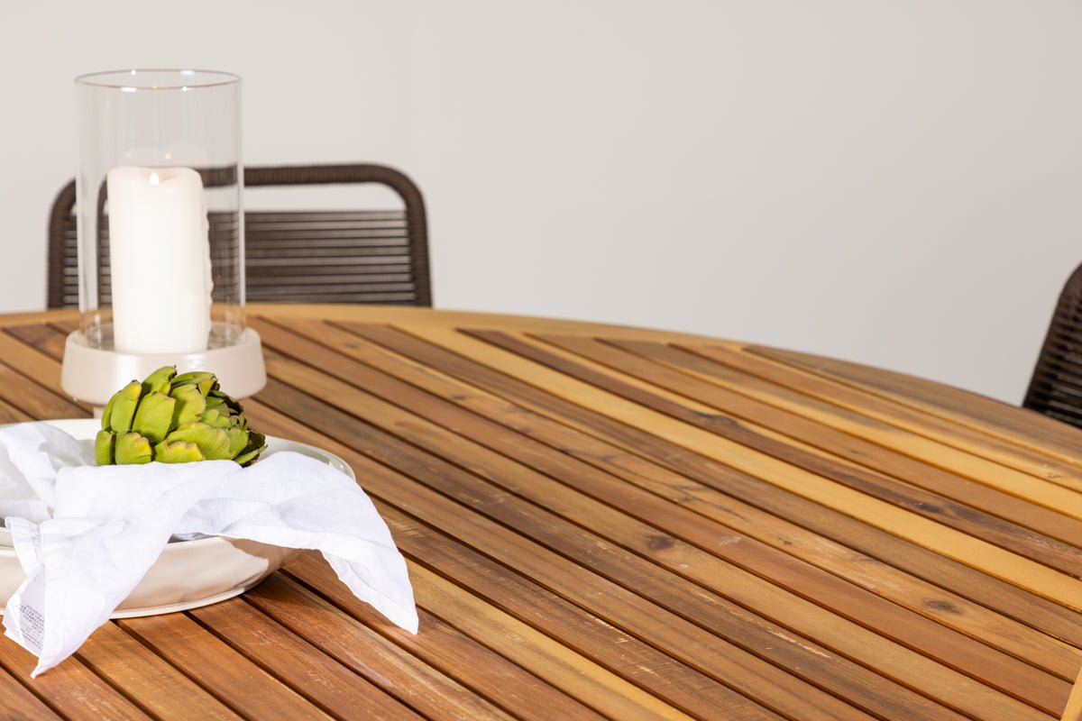 Ensemble de repas de jardin Noris – ensemble de mobilier de jardin 7 pièces avec table en acacia