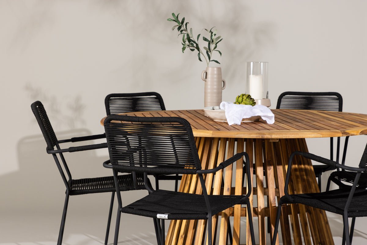 Ensemble de repas de jardin Asante – ensemble de mobilier de jardin 7 pièces avec table en acacia