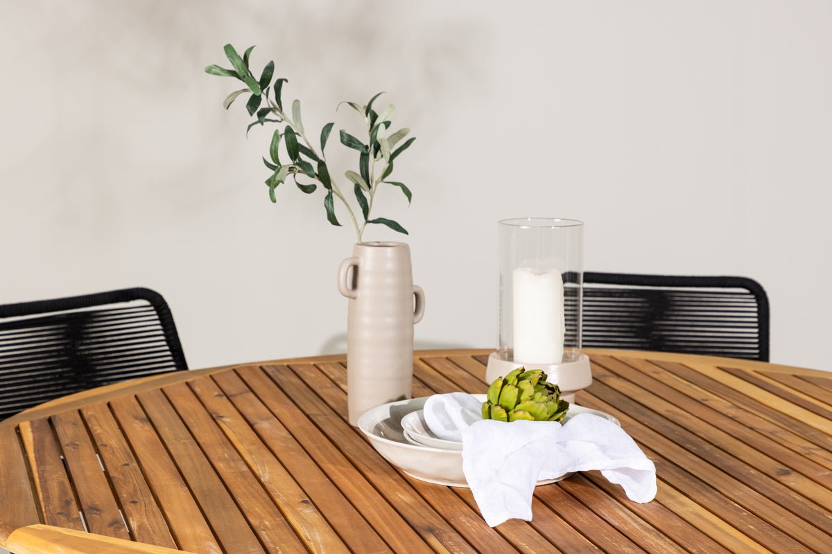 Ensemble de repas de jardin Asante – ensemble de mobilier de jardin 7 pièces avec table en acacia