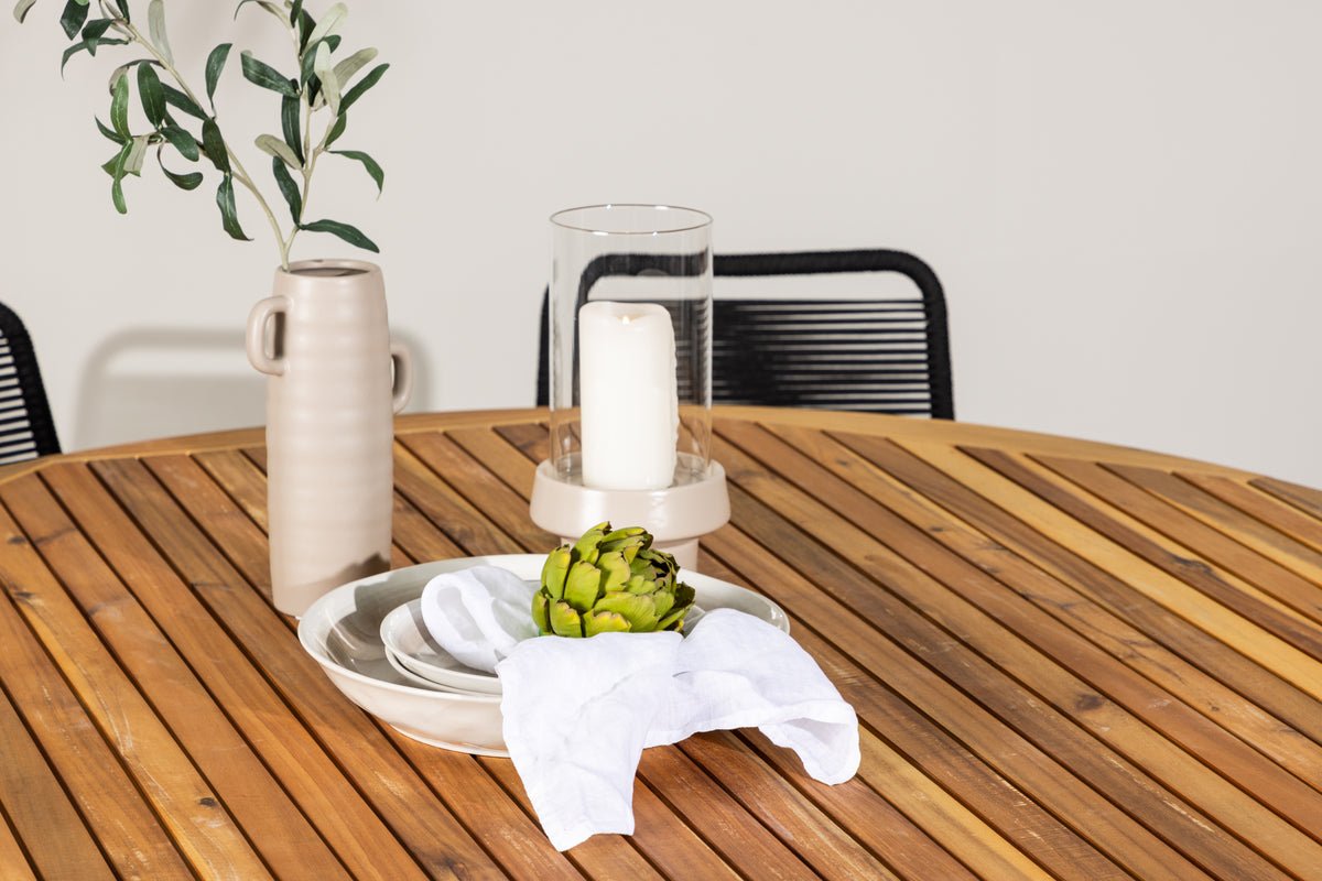 Ensemble de repas de jardin Noris – ensemble de mobilier de jardin 7 pièces avec table en acacia