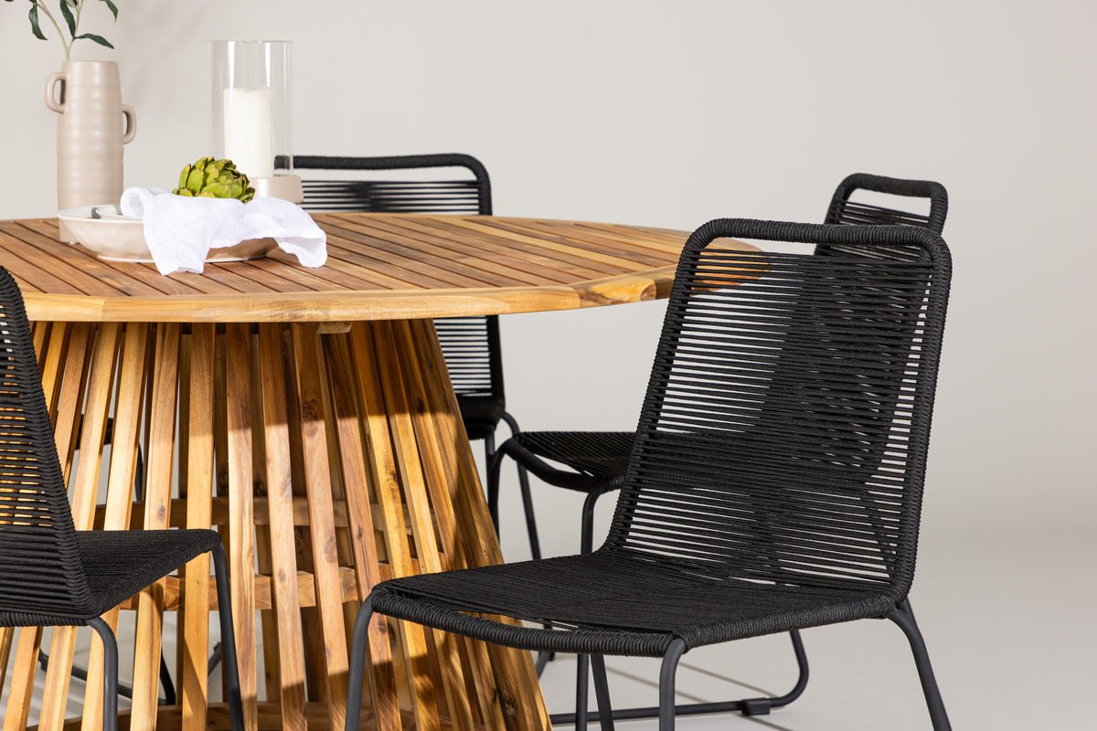 Ensemble de repas de jardin Noris – ensemble de mobilier de jardin 7 pièces avec table en acacia