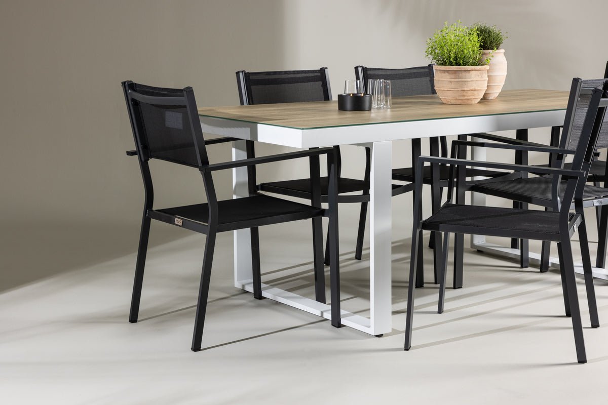 Garten Essgruppe Silva – 7-teiliges Gartenmöbel-Set in Schwarz/Weiß