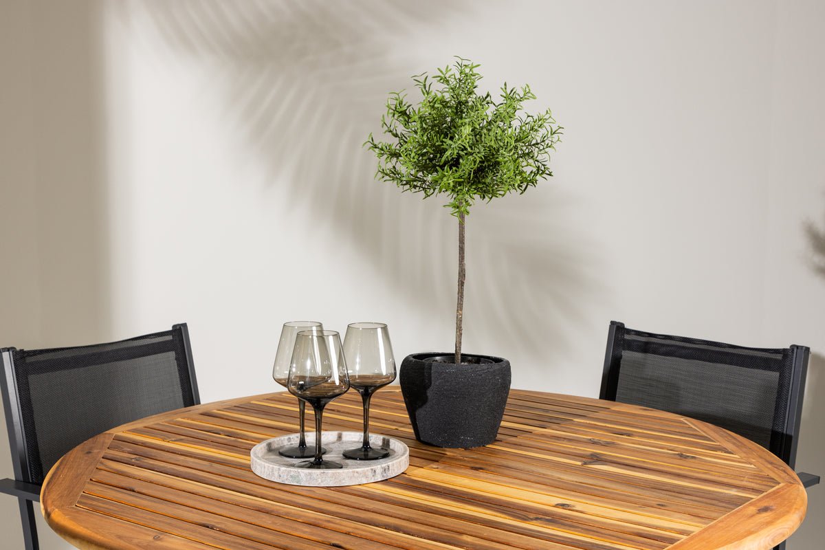 Ensemble de repas de jardin Cocobello – ensemble de mobilier de jardin 5 pièces avec table ronde en acacia