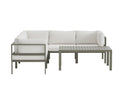 Garten Loungeset Torena 3+2 – Großes Ecksofa  in Weiß mit Tisch