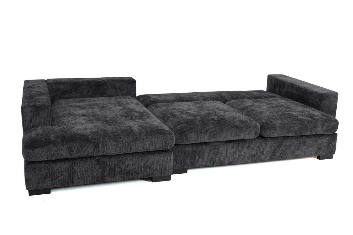 Canapé design Selena L avec fonction couchage en tissu structuré