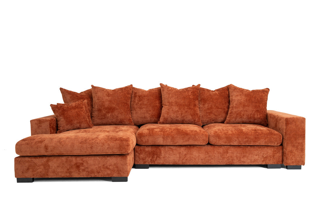 Canapé design Selena L avec fonction couchage en tissu structuré