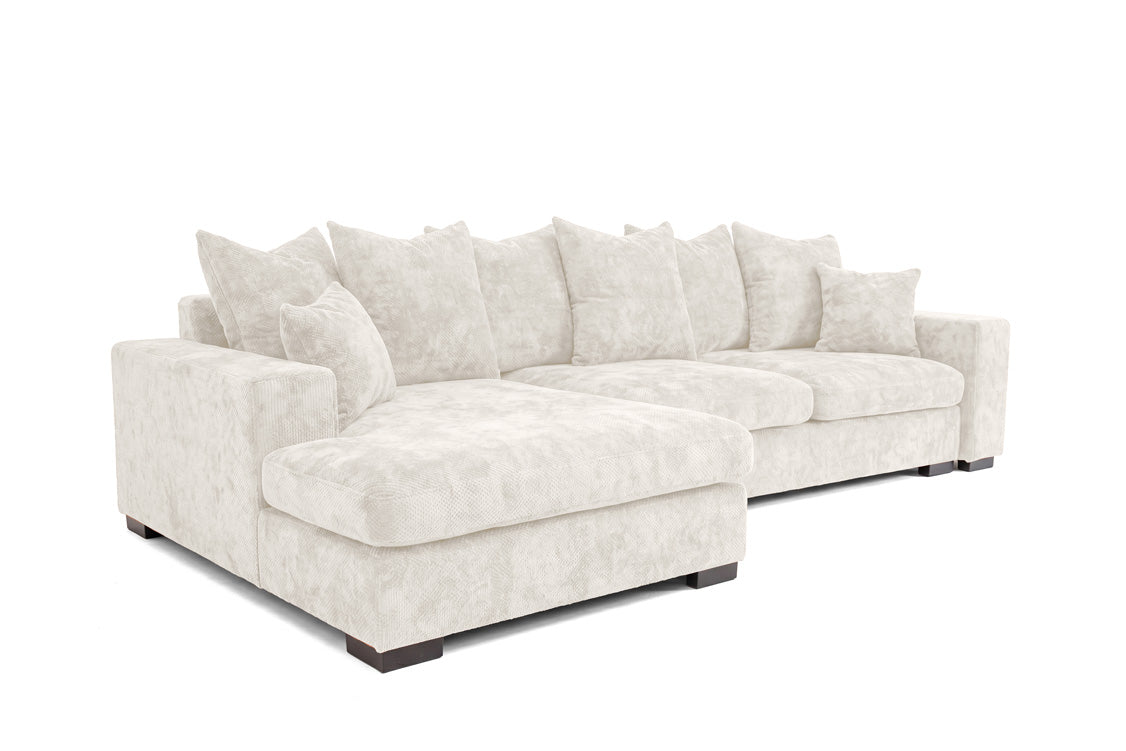Canapé design Selena L avec fonction couchage en tissu structuré