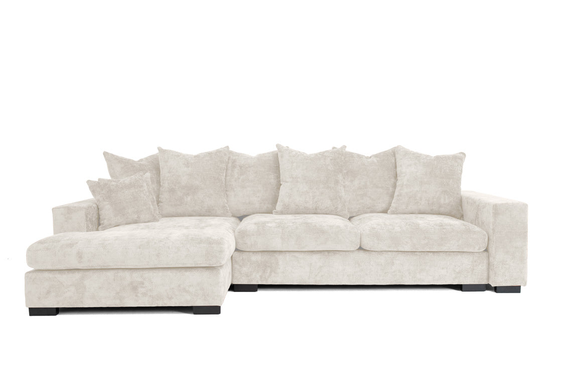 Canapé design Selena L avec fonction couchage en tissu structuré