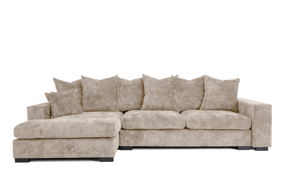 Canapé design Selena L avec fonction couchage en tissu structuré