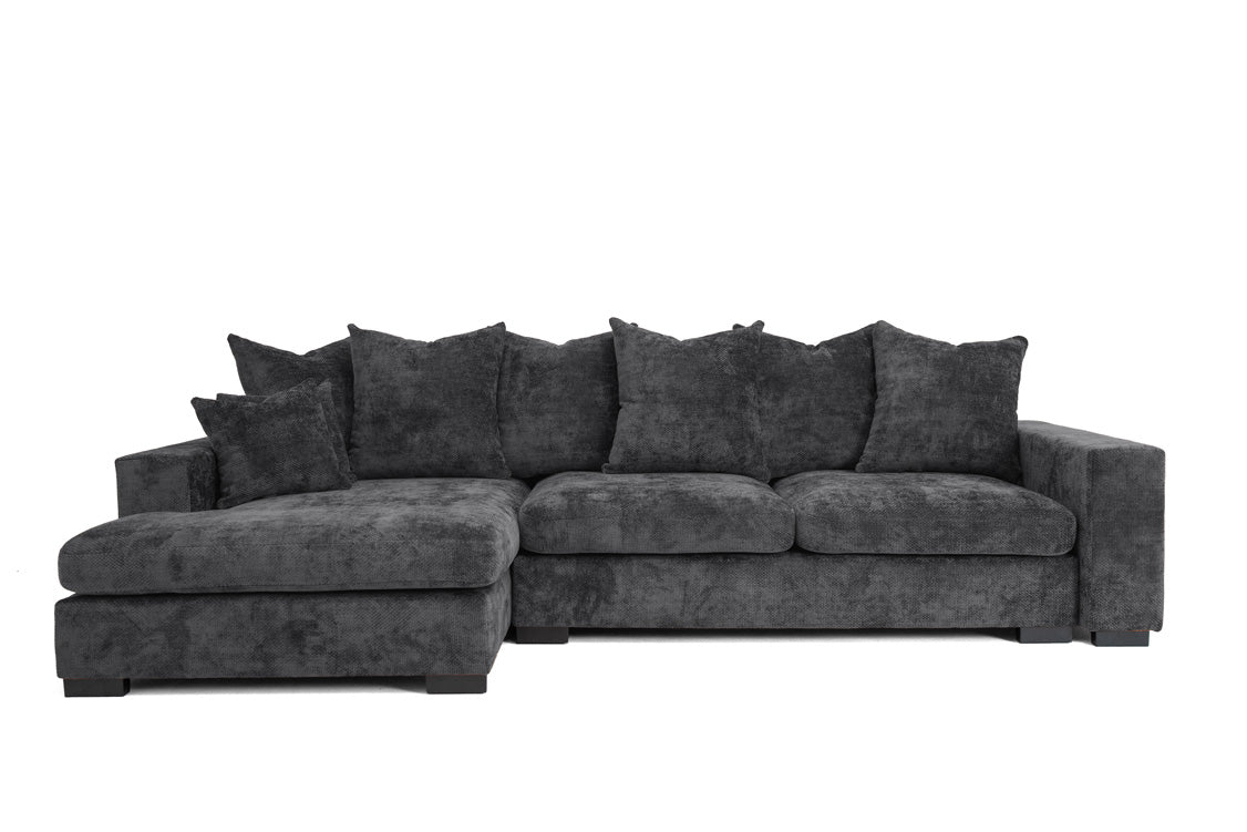 Canapé design Selena L avec fonction couchage en tissu structuré