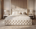 Designer Polsterbett Marlo in Samt – Beige