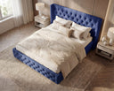 Designer Polsterbett Marlo in Samt – Blau