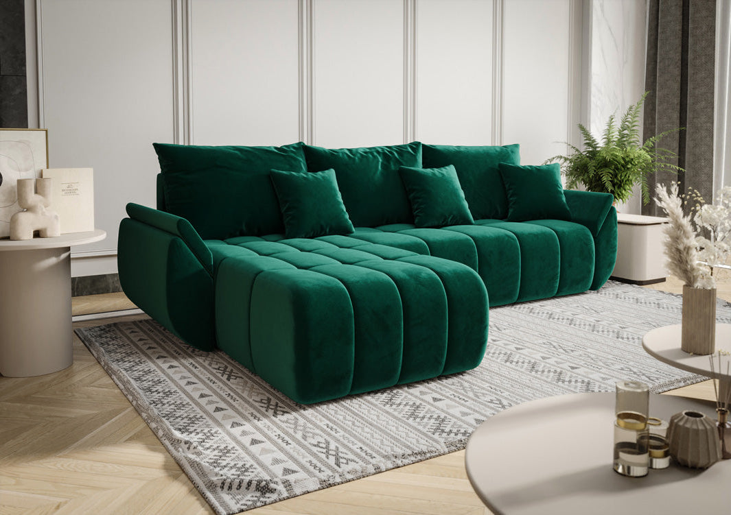 Canapé design Lenoa avec fonction lit et rabattable en velours