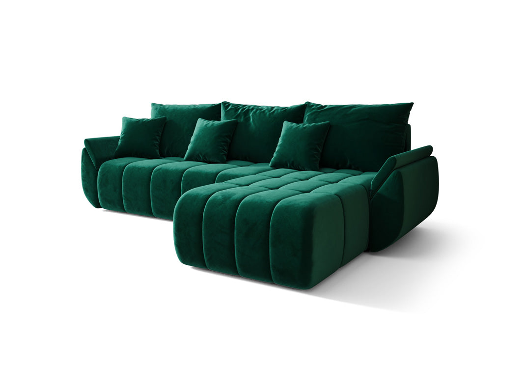 Canapé design Lenoa avec fonction lit et rabattable en velours