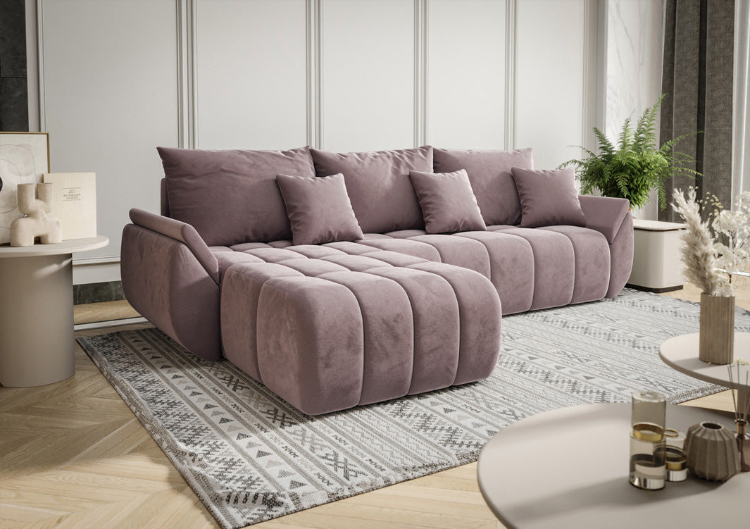 Canapé design Lenoa avec fonction lit et rabattable en velours