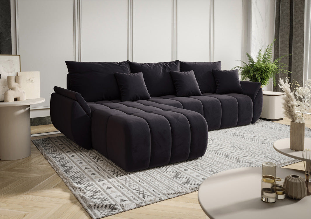 Canapé design Lenoa avec fonction lit et rabattable en velours