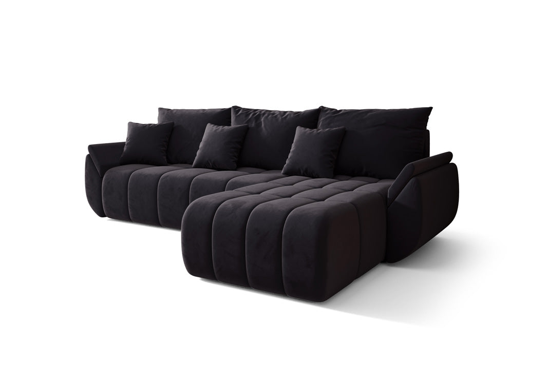 Canapé design Lenoa avec fonction lit et rabattable en velours