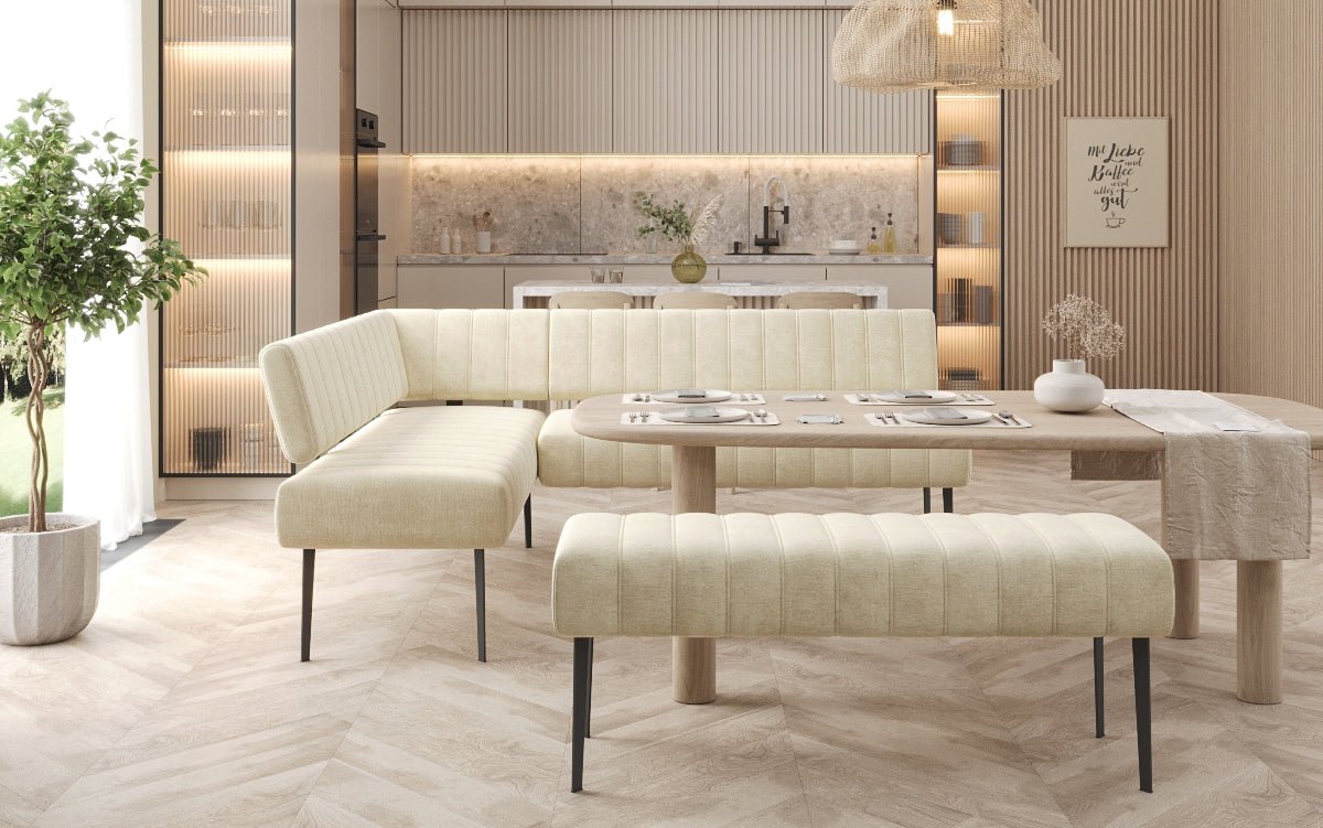 Gepolsterte Essbank Montero aus wasserabweisendem Samt mit Metallbeinen