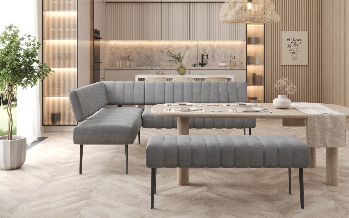 Gepolsterte Essbank Montero aus wasserabweisendem Samt mit Metallbeinen