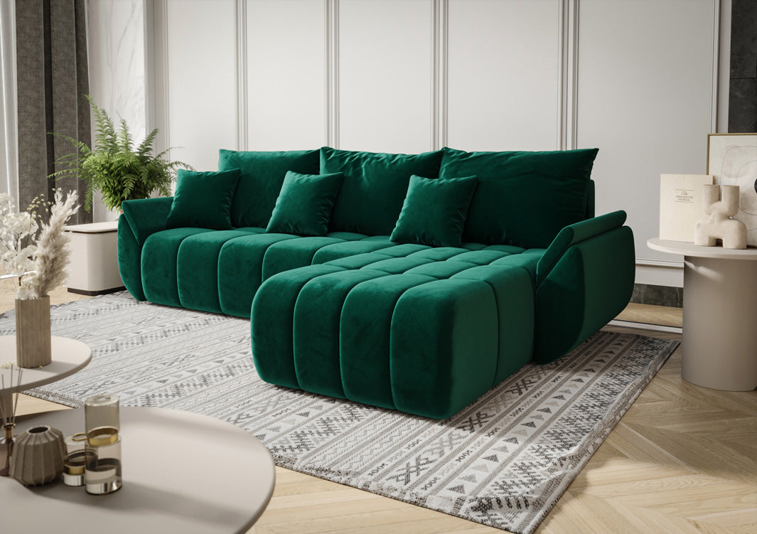 Canapé design Lenoa avec fonction lit et rabattable en velours