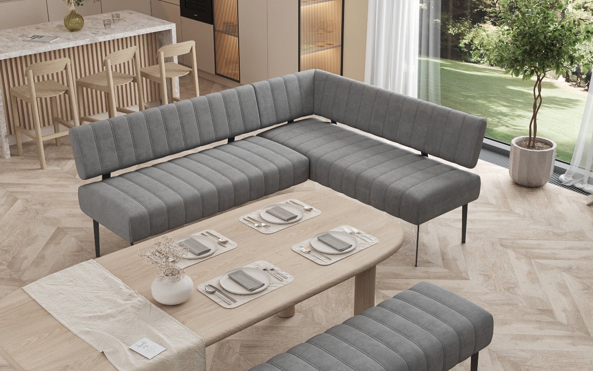 Gepolsterte Essbank Montero aus wasserabweisendem Samt mit Metallbeinen