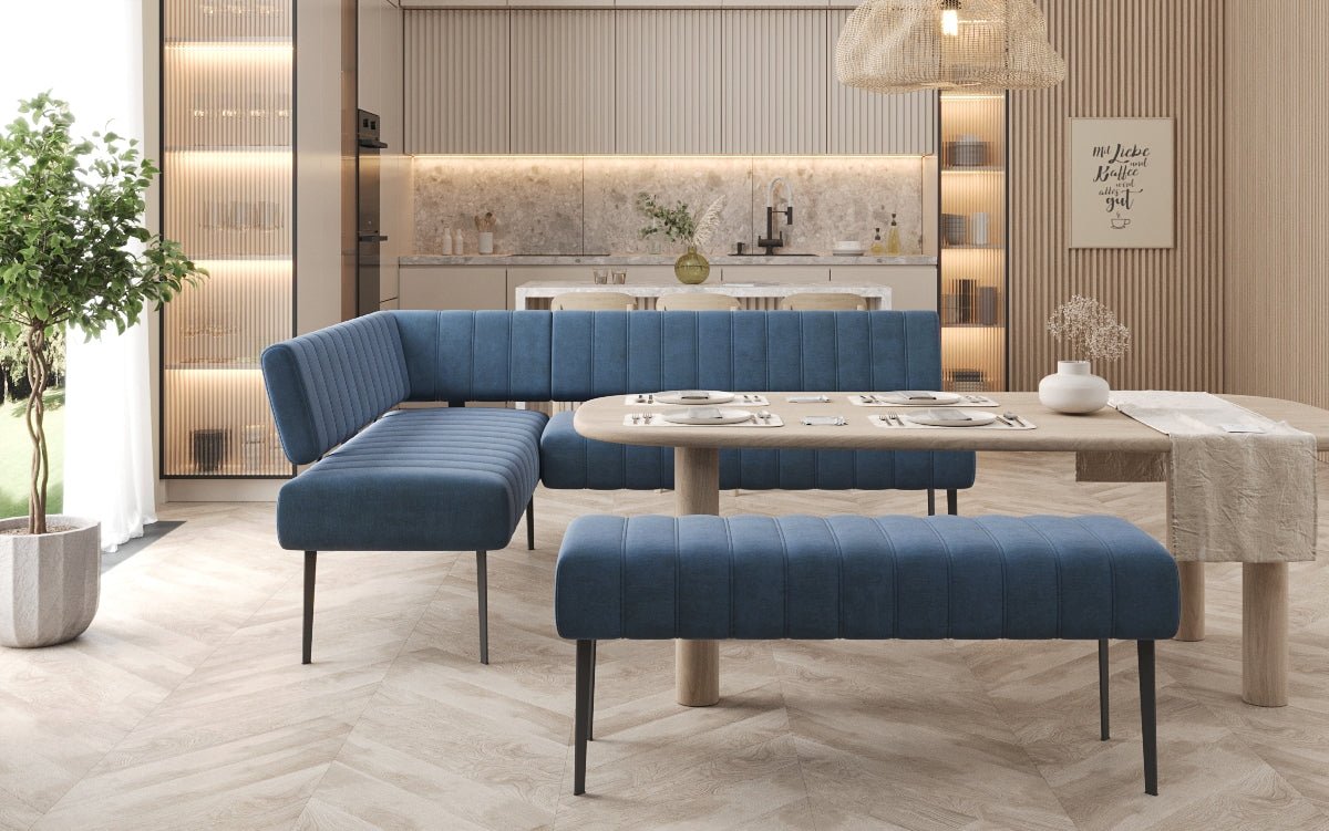 Gepolsterte Essbank Montero aus wasserabweisendem Samt mit Metallbeinen