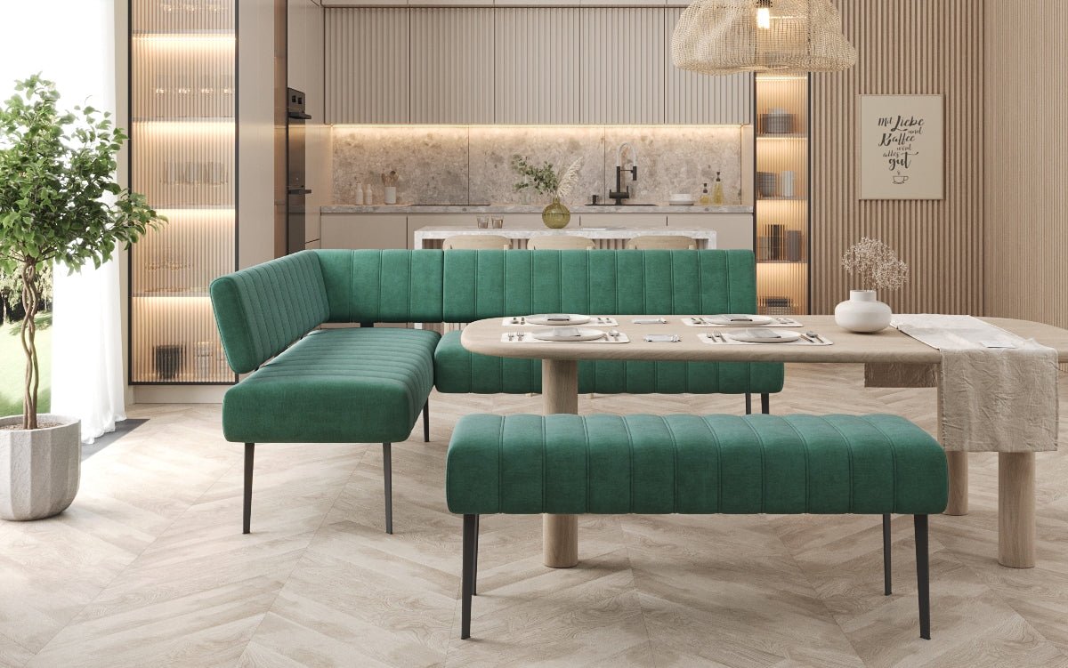 Gepolsterte Essbank Montero aus wasserabweisendem Samt mit Metallbeinen