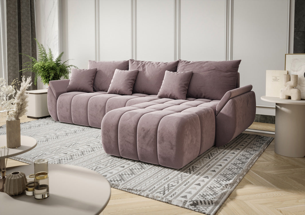 Canapé design Lenoa avec fonction lit et rabattable en velours