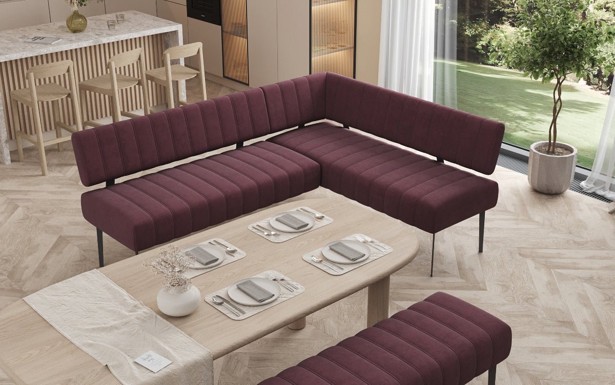 Gepolsterte Essbank Montero aus wasserabweisendem Samt mit Metallbeinen