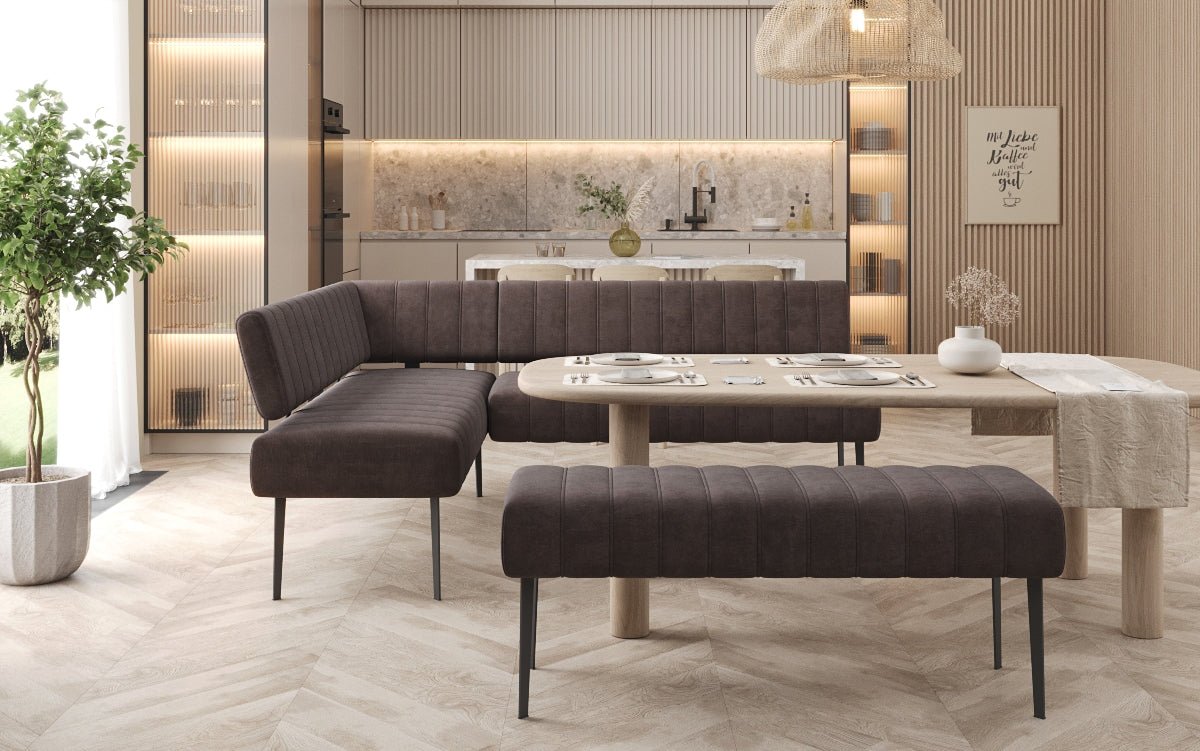 Gepolsterte Essbank Montero aus wasserabweisendem Samt mit Metallbeinen