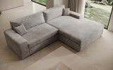Designer Ecksofa Lugo in Cord – Hellgrau – Rechts