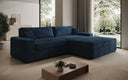 Designer Ecksofa Lugo in Cord – Blau – Rechts