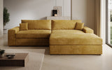 Designer Ecksofa Lugo in Cord – Safran – Rechts