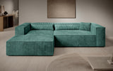 Designer Ecksofa Vasto in Cord – Vintage Blau – Links