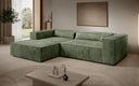 Designer Ecksofa Vasto in Cord – Salbei – Links