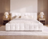 Designer Polsterbett Nela in Bouclé – Weiß