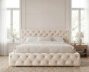 Designer Polsterbett Nino in Samt – Beige